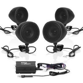 BOSS Audio Systems MCBK470B Motorcycle Bluetooth Speaker System - Class D Compact Amplifier, 3 Inch Weatherproof Speakers, Volume Control, Great for Use With ATVs and 12 Volt Vehicles