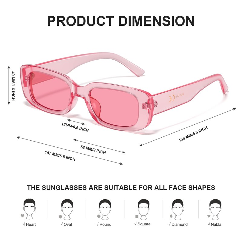 JASPIN Rectangle Sunglasses for Women Men Trendy Y2k Retro 90s