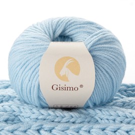 GISIMO 100% Merino Wool Yarn, 6-Ply Luxurious and Soft Yarn for Hand Knitting & Crocheting, 1.76 OZ/50g, 127 yds/116 meters (sky blue, 1 ball)