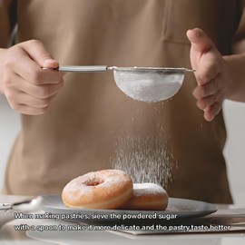 Matcha Stainless Steel Strainer - Japanese Chakoshi Tea Strainer with Extra Fine Strainer - High Quality Kitchen Strainer with Handle - Ideal for Matcha Preparation, Baking & Flour - Easy to Clean