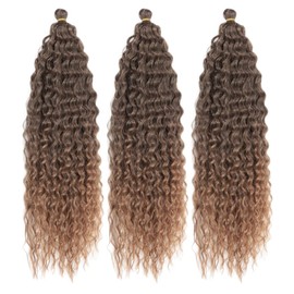 Dsoar Water Wave Twist Crochet Hair Deep Twist Hair Bundles Synthetic Curly Braiding Hair Extension Ombre Curl Braiding Hairpiece, 22Inch 3 Packs