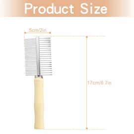 GLADFRESIT Wooden Handle Pet Double Row Comb Solid Wooden Pet Comb for Flea Removal for Dogs and Cats to Clean and Remove Fleas