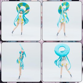 YCVBCY Anime Figure Swimming Ring Anime Girl Figure Summer 21 cm Desktop Decorations Model Statue Blue