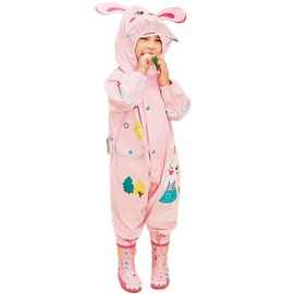 Toddler Girls Rain Suit Lightweight Waterproof Coveralls Cartoon Rabbit Hoodie Rain Jacket 4-6 Years L Size
