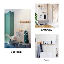 KYSMOTIC Wall Mounted Coat Rack 3 Hooks – Modern Coat Hooks for Wall, Sleek Space-Saving Hanger for Coats, Keys – Natural 3 Hooks