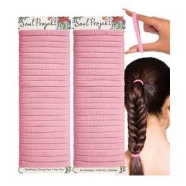 Soul Projekt Pink Hair Bobbles 50 Pack 8mm, Hair Bands for Women and Girls, Ladies Pink Hairband Coloured Accessories, Snag Free Kids Hairties