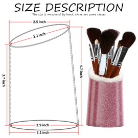 BVYA 2 Pcs Premium Leather Makeup Brushes Cup, Pen Pencil Desk Holders, Office & Home Organizer, Make Up Brush Pot