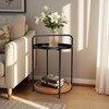 2 Tier Round Side Table, 16" Small Metal End Table