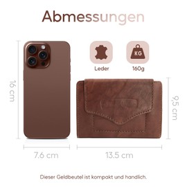 ekavale Women's Wallet with Push Button Flap RFID Soft Leather, brown, Wallet