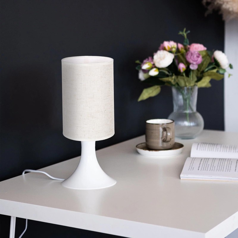 TOVINANNA Fabric Drum Lampshade, Cylindrical Desk Lamp Shade, Linen Bedside