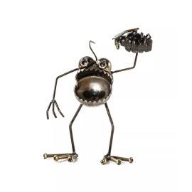 Sugarpost Scrap Metal Gnome Be Gone Mini Grenade Indoor Outdoor Metal Sculpture