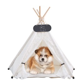 Mooipet Pet Teepee Tent for Dogs & Cats Dog Bed with Thick Cushion Puppies Play House Removable and Washable