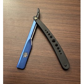 Hair, Beard, Mustache Shaving And Cutting Straight Edge Razor Knife Black and Blue