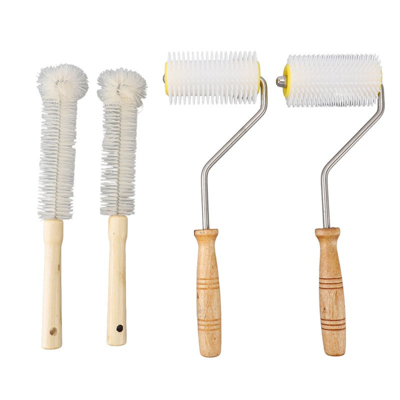 4PCS Honey Extractor Uncapping Needle Roller Wood Handle Honey Uncapper