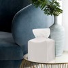 MUNSKT PU Leather Square Tissue Box, Modern White 5"X5"X5" Cube