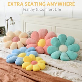 Sioloc Flower Pillow,Flower Shaped Throw Pillow Butt Cushion Flower Floor Pillow,Seating Cushion,Cute Room Decor & Plush Pillow for Bedroom Sofa Chair(Yellow,23.6" ), 1 Count (Pack of 1)