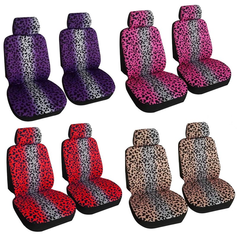 Evankin Universal Fit Car Front Seat Covers, Purple Leopard Car
