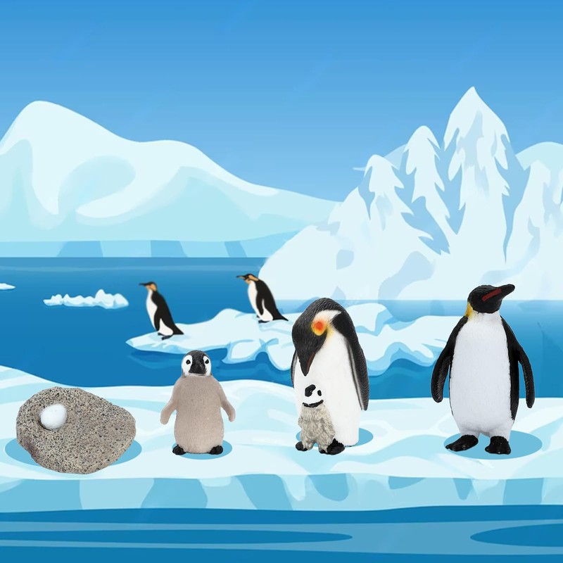 ONEST Mini Penguin Animals Set Penguin Circle Figurines Set Plastic