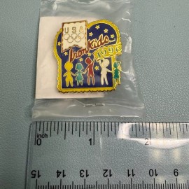 Vintage 1996 USA Olympics Iron Kids Bread Enamel Lapel Hat Pin