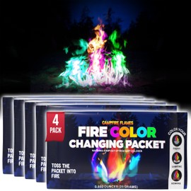 Fire Color Changing Packets (4 Pack) - Premium Campfire Accessories for Outside - Perfect for Any Campfire, Camping Games for Adults, Bonfire Color Changing Packets - Compatible with Wood