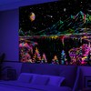 Simpkeely Blacklight Mountain Tapestry, Galaxy Meteor Aesthetic UV Reactive Tapestries,
