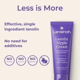Lansinoh Lanolin Nipple Cream Safe for Breastfeeding Baby, 100% Natural Nipple Butter, Breastfeeding Essentials for Postpartum Moms, 1.41 Ounces (2 Pack)
