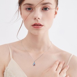 UCADRIT Cardinal Necklace 925 Sterling Silver Moonstone Red Bird Pendant Animal Mother's Day Jewelry for Women, Sterling Silver, No Gemstone