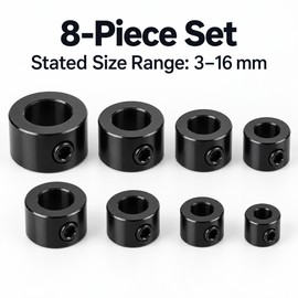 Drill Bit Depth Stop Collars for Woodworking – 8-Piece Adjustable Ring Set for Consistent Hole Depth in DIY Projects