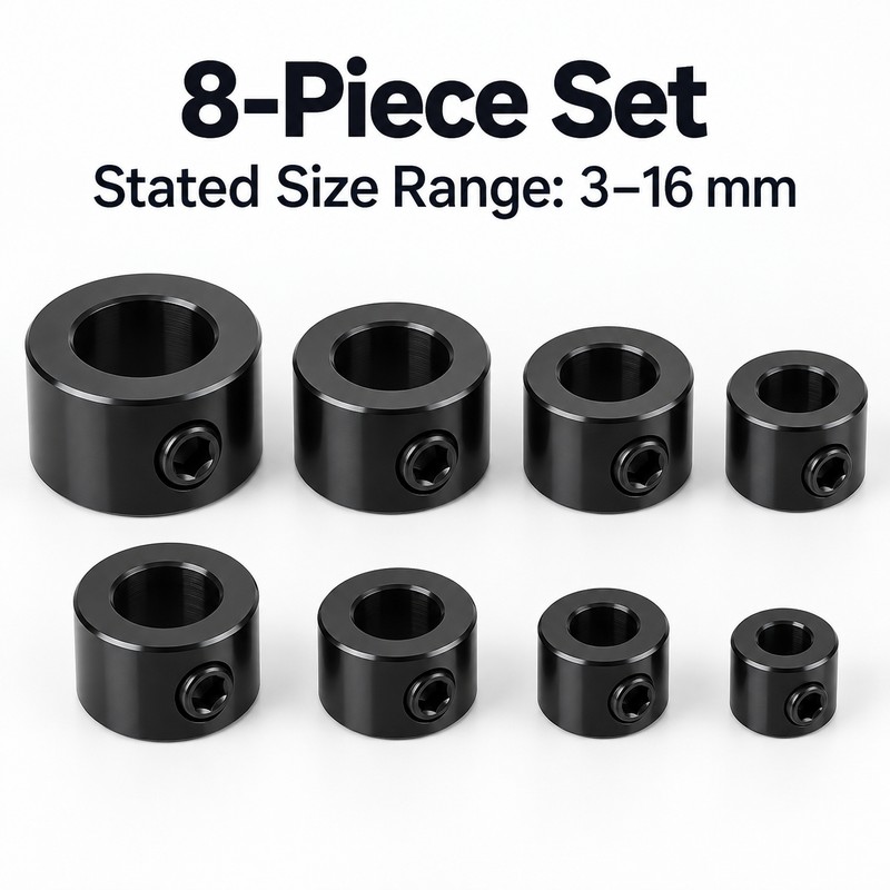 Drill Bit Depth Stop Collars for Woodworking – 8-Piece Adjustable