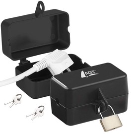 AGT Cable Box: Set of 2 Lockable Power Plug Protection Box with Padlock (Lockable Socket, Cable Box, Lockable)