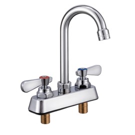 Sepaitek Leak-Free Commercial Kitchen Sink Faucet 4 inch Center 2 Hole, Commercial Hand Wash Sink Faucet 12" Spread Spout Deck Mount, Laundry Tub Utility Sink Bar, Brass