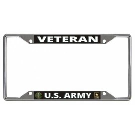army veteran military seal emblem logo chrome license plate frame usa made