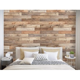 Coloritto Removable Peel 'n Stick Wallpaper, Self-Adhesive Wall Mural, 3D Brown Wood Pattern, Nursery, Room Decor • Wood Wall Parquet (Sample 12" W x 8" H)