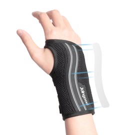 joingood Wrist Brace for Work, Adjustable Support Splint for Men Women Day Night Comfor Sprain Relief, Light Grey, Right, M