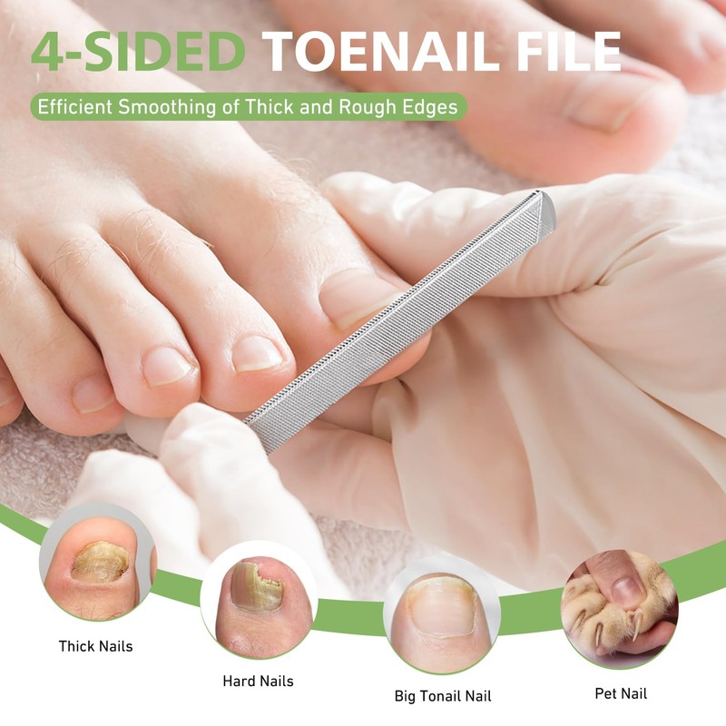 BALUCA Professional Stainless Steel Long Nail File for Thick Nails,