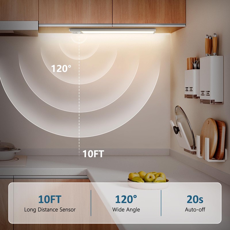 Ascher 15.2inch Under Cabinet Lights, 3000mAh Rechargeable Motion Sensor Light