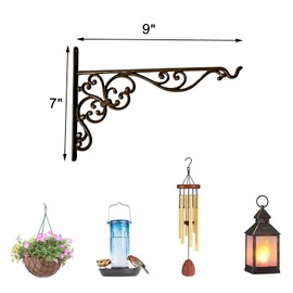 ZPJWYME 2Pcs Hanging Plant Bracket 7 Inch Iron Wall Hanging Bracket Hook Indoor/Outdoor Planter Hangers Hooks for Bird Feeder, Planters, Lanterns, Wind Chimes
