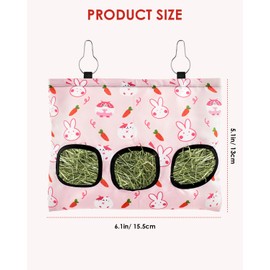 ERKOON Rabbits Hay Bag with 3 Holes, Hanging Hay Feeder for Guinea Pig, Small Pets Grass Rack Slot Dispenser for Bunny, Hamster,Dragon Cat