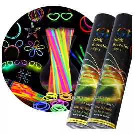 Wskik 200 Pulseras Neón Fosforescente Glow Stick Fiestas Eventos