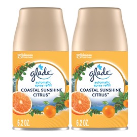 Glade Automatic Spray Refill, Coastal Sunshine Citrus, Scented Air Freshener for Home and Bathroom, 6.2 Oz, 2 Count