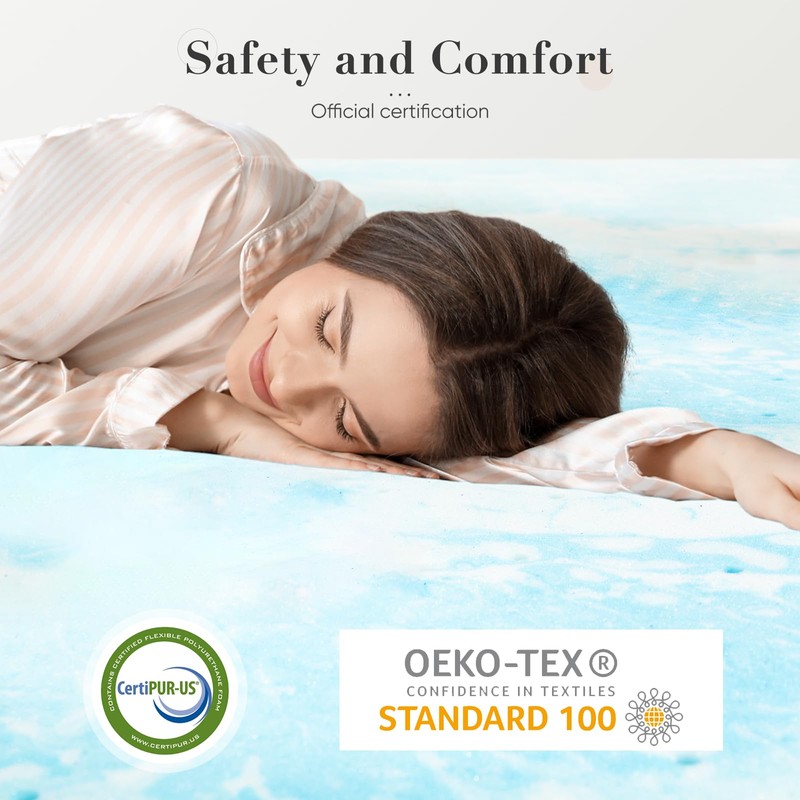 DUMOS Memory Foam Mattress Topper Queen, 2 Inch Thick Gel