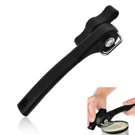 Can Opener, Safety Can Opener, Can Opener Without Sharp Edges, Stainless Steel Can Opener, Manual Can Opener, for Restaurants and Kitchens, Black