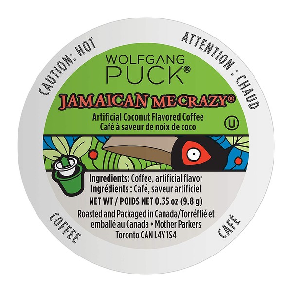 Wolfgang Puck Coffee Single Serve Capsules, Jamaican Me Crazy, Medium Roast, Compatible with Keurig K-Cup Brewers, 18 Count