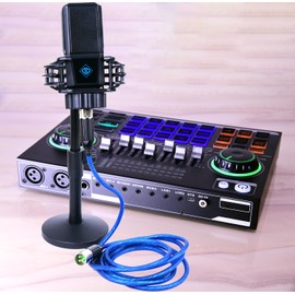 Top-Longer Audio Interface with DJ Mixer and Live Sound Card Portable ALL-IN-ONE Podcast Equipment Bundle Kit, Professional XLR Microphone