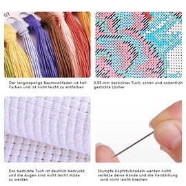 Bluehurric Cross Stitch Kits for Adults Beginners Pre-Printed Easy Funny Pattern UK Lion Animal Tiger = 11ct DIY Embroidery Crafts for Needle Point Starter Kit Home Decor Wedding Gift（16×20inch