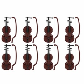 Zerodeko 8 Set of Mini Violin Miniature Musical Instruments Dollhouse Accessories Tiny Violin Model Desktop Decorations Party Favors Gifts for Kids Adults