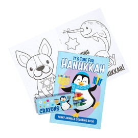 Fun Express Hanukkah Funny Animals Coloring Books with Crayons - 12 Pc