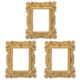 Cabilock 3pcs Vintage Picture Frame Small Gold Frames Glasses Frame Props Wall Decor Tiny Gold Frames Edged Frame Small Gold Picture Frames Retro Photo Frame Ornate Wall Art Resin Golden
