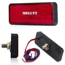 MDLUFY Reflector LED Reflector, 12 V, Small, Brake LED Turn Signal, Interlockable, Side Marker, 24 Row Red Lens, Red Luminous, Red Lens, Square Type, General Purpose (Pack of 2)