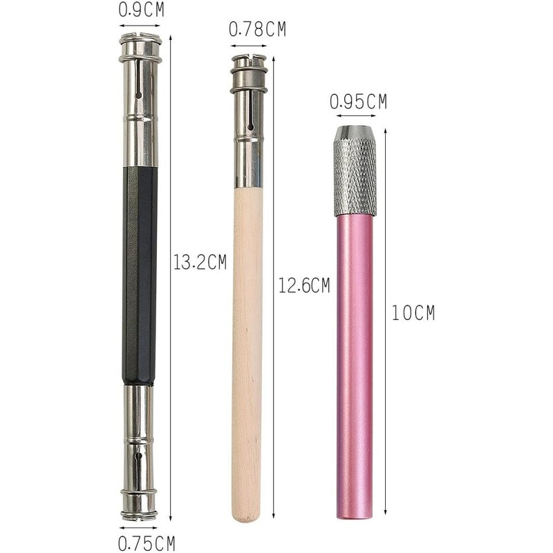 Pencil Extender and Lengthener Set - 6Pcs Metal Handle Art